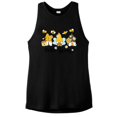 Hello Spring Gnome Bees Sunflower Bee Spring Gift Ladies PosiCharge Tri-Blend Wicking Tank