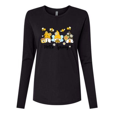 Hello Spring Gnome Bees Sunflower Bee Spring Gift Womens Cotton Relaxed Long Sleeve T-Shirt