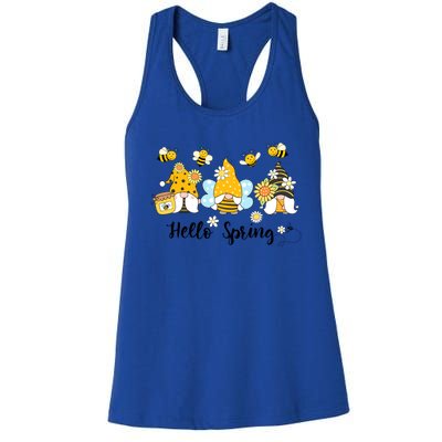 Hello Spring Gnome Bees Sunflower Bee Spring Gift Women's Racerback Tank