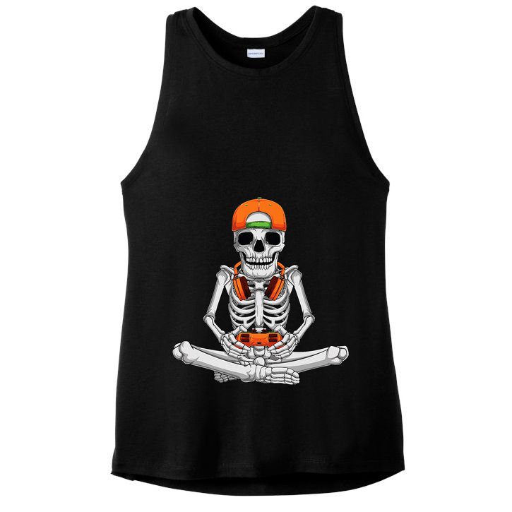 Halloween Skeleton Gamer Video Gaming Ladies PosiCharge Tri-Blend Wicking Tank