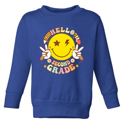 Hello Second Grade Hippie Smile Face Back To School Teacher Gift Toddler Sweatshirt