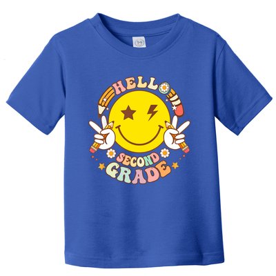 Hello Second Grade Hippie Smile Face Back To School Teacher Gift Toddler T-Shirt