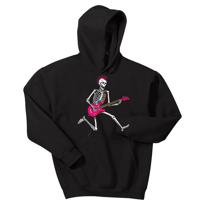 Happy Skeleton Guitar Guy Spooky Halloween Rock Band Concert Premium Kids Hoodie