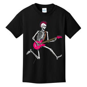 Happy Skeleton Guitar Guy Spooky Halloween Rock Band Concert Premium Kids T-Shirt