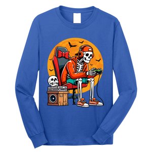 Halloween Skeleton Gamer Funny Video Gaming Halloween Cool Gift Long Sleeve Shirt