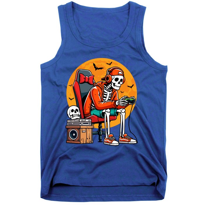 Halloween Skeleton Gamer Funny Video Gaming Halloween Cool Gift Tank Top