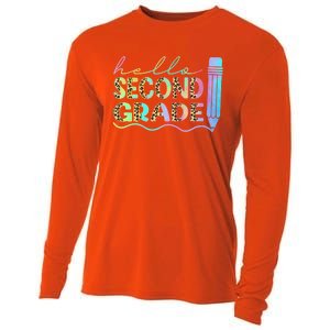 Hello Second Grade Leopard 1St Day Of School Team 2Nd Grade Meaningful Gift Cooling Performance Long Sleeve Crew