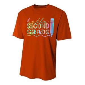 Hello Second Grade Leopard 1St Day Of School Team 2Nd Grade Meaningful Gift Performance Sprint T-Shirt