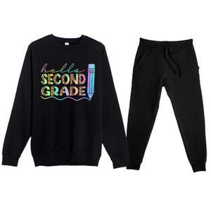 Hello Second Grade Leopard 1St Day Of School Team 2Nd Grade Meaningful Gift Premium Crewneck Sweatsuit Set