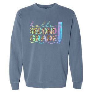 Hello Second Grade Leopard 1St Day Of School Team 2Nd Grade Meaningful Gift Garment-Dyed Sweatshirt