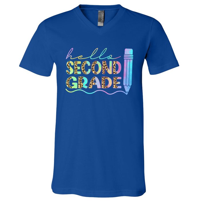 Hello Second Grade Leopard 1St Day Of School Team 2Nd Grade Meaningful Gift V-Neck T-Shirt