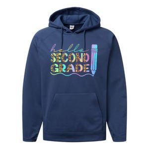 Hello Second Grade Leopard 1St Day Of School Team 2Nd Grade Meaningful Gift Performance Fleece Hoodie