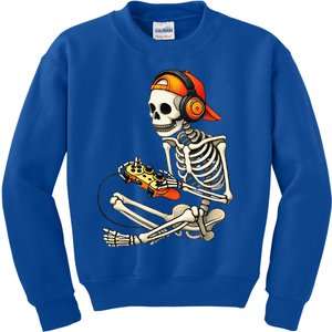 Halloween Skeleton Gamer Video Gaming Kids Sweatshirt