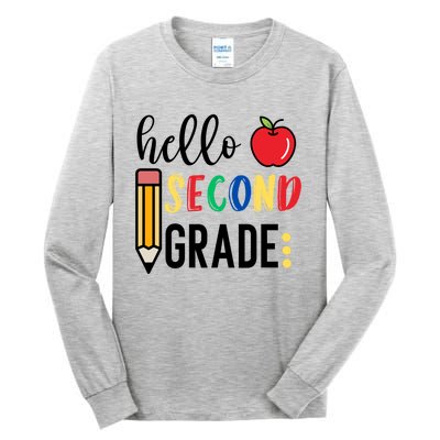 Hello Second Grade Team 2Nd Grade Back To School Teacher Funny Gift Tall Long Sleeve T-Shirt