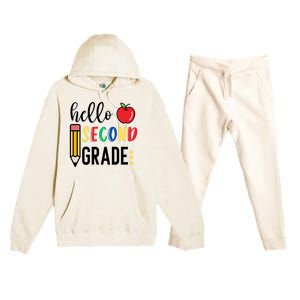 Hello Second Grade Team 2Nd Grade Back To School Teacher Funny Gift Premium Hooded Sweatsuit Set