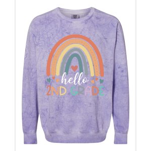 Hello Second Grade Back To School 2Nd Grade Teacher Rainbow Cool Gift Colorblast Crewneck Sweatshirt