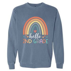 Hello Second Grade Back To School 2Nd Grade Teacher Rainbow Cool Gift Garment-Dyed Sweatshirt