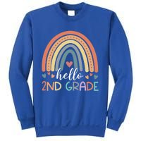 Hello Second Grade Back To School 2Nd Grade Teacher Rainbow Cool Gift Sweatshirt