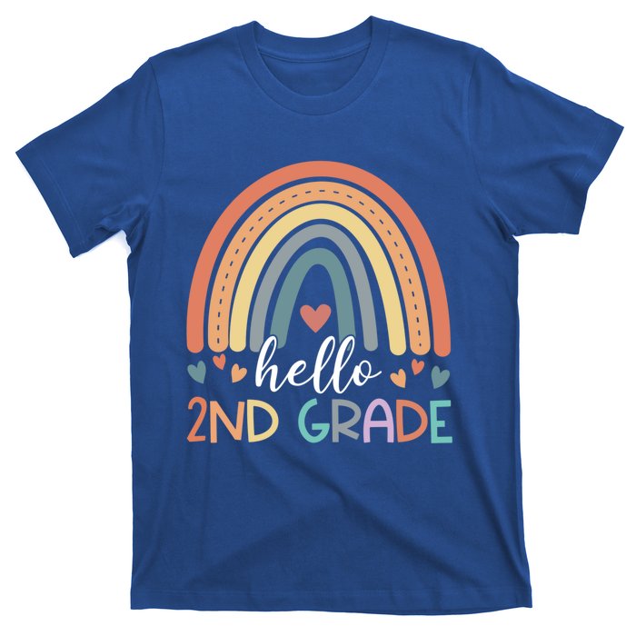 Hello Second Grade Back To School 2Nd Grade Teacher Rainbow Cool Gift T-Shirt