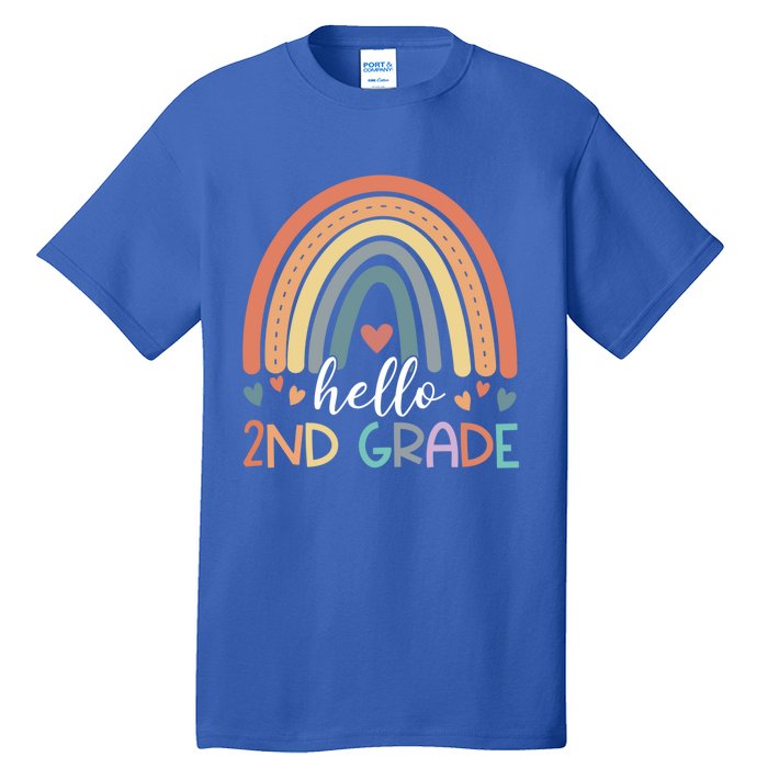 Hello Second Grade Back To School 2Nd Grade Teacher Rainbow Cool Gift Tall T-Shirt