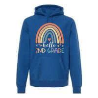 Hello Second Grade Back To School 2Nd Grade Teacher Rainbow Cool Gift Premium Hoodie