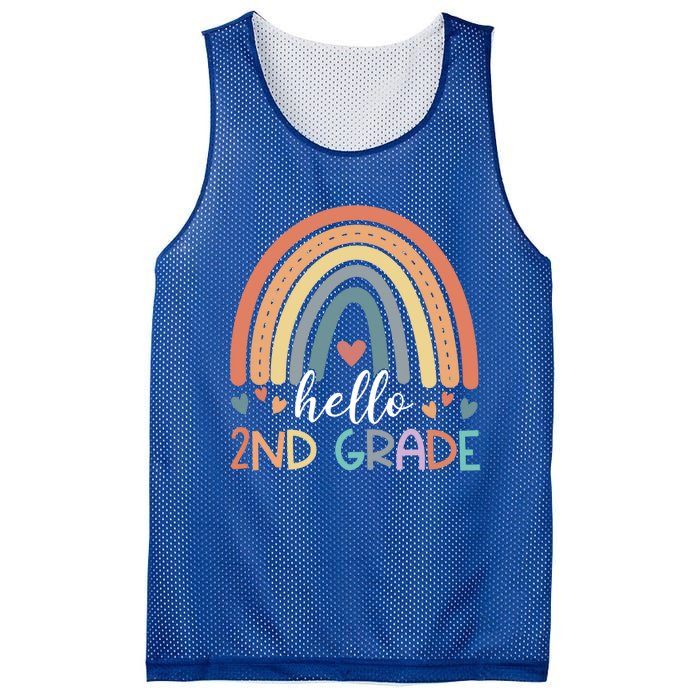 Hello Second Grade Back To School 2Nd Grade Teacher Rainbow Cool Gift Mesh Reversible Basketball Jersey Tank