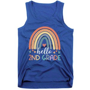 Hello Second Grade Back To School 2Nd Grade Teacher Rainbow Cool Gift Tank Top