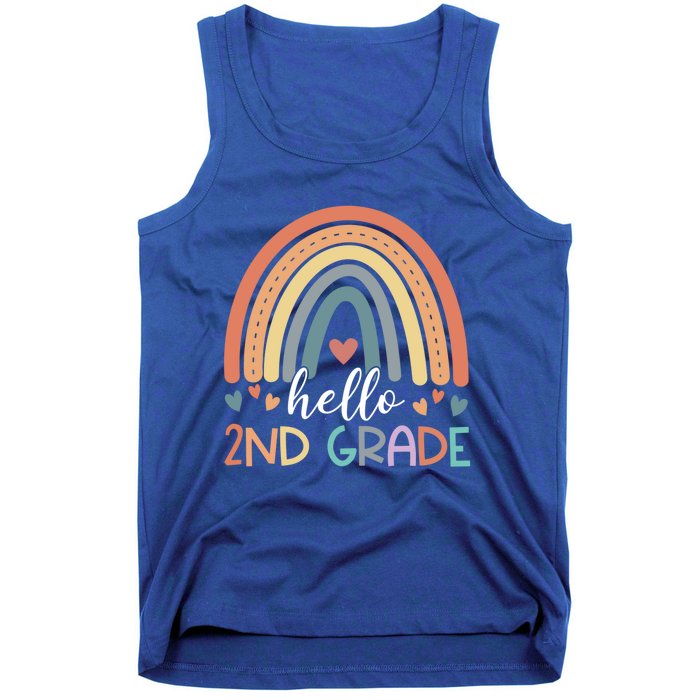 Hello Second Grade Back To School 2Nd Grade Teacher Rainbow Cool Gift Tank Top