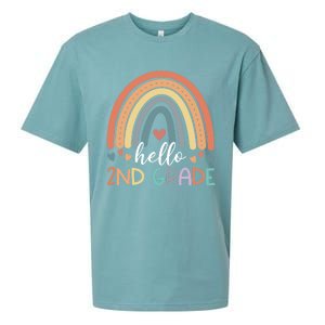 Hello Second Grade Back To School 2Nd Grade Teacher Rainbow Cool Gift Sueded Cloud Jersey T-Shirt