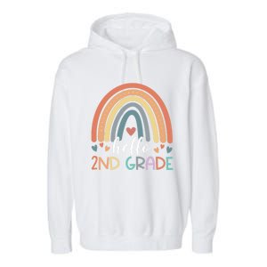 Hello Second Grade Back To School 2Nd Grade Teacher Rainbow Cool Gift Garment-Dyed Fleece Hoodie