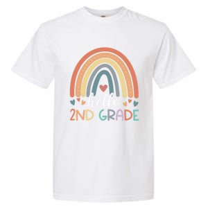 Hello Second Grade Back To School 2Nd Grade Teacher Rainbow Cool Gift Garment-Dyed Heavyweight T-Shirt