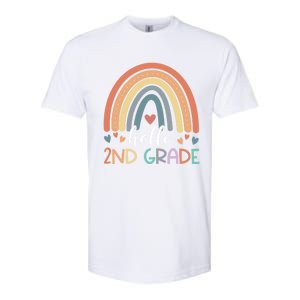 Hello Second Grade Back To School 2Nd Grade Teacher Rainbow Cool Gift Softstyle CVC T-Shirt