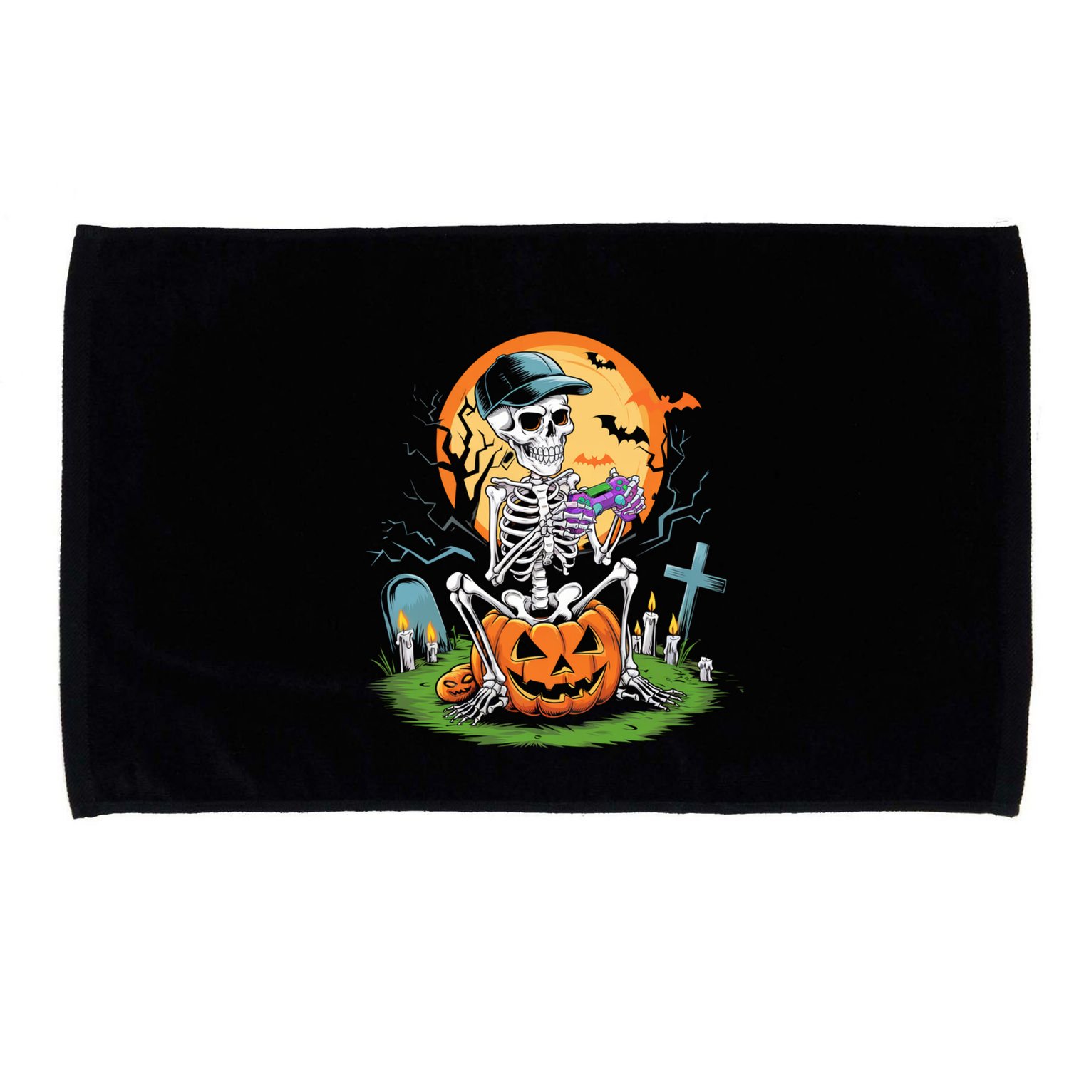 Halloween Skeleton Gamer Video Gaming Gift Microfiber Hand Towel