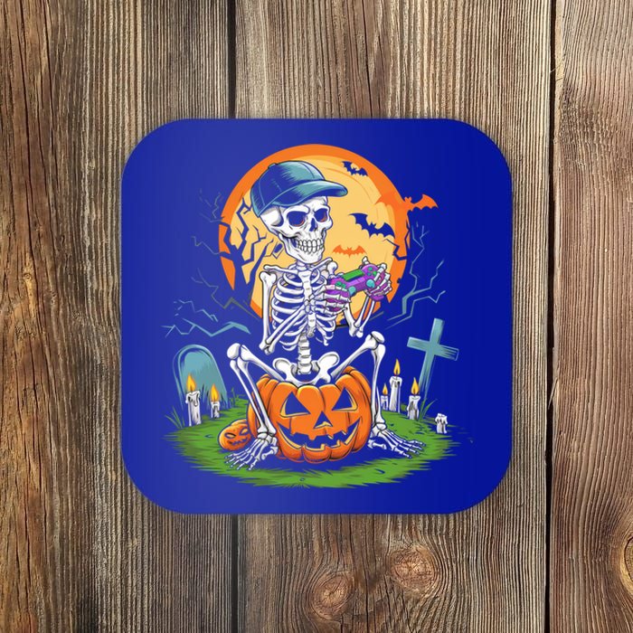 Halloween Skeleton Gamer Video Gaming Gift Coaster