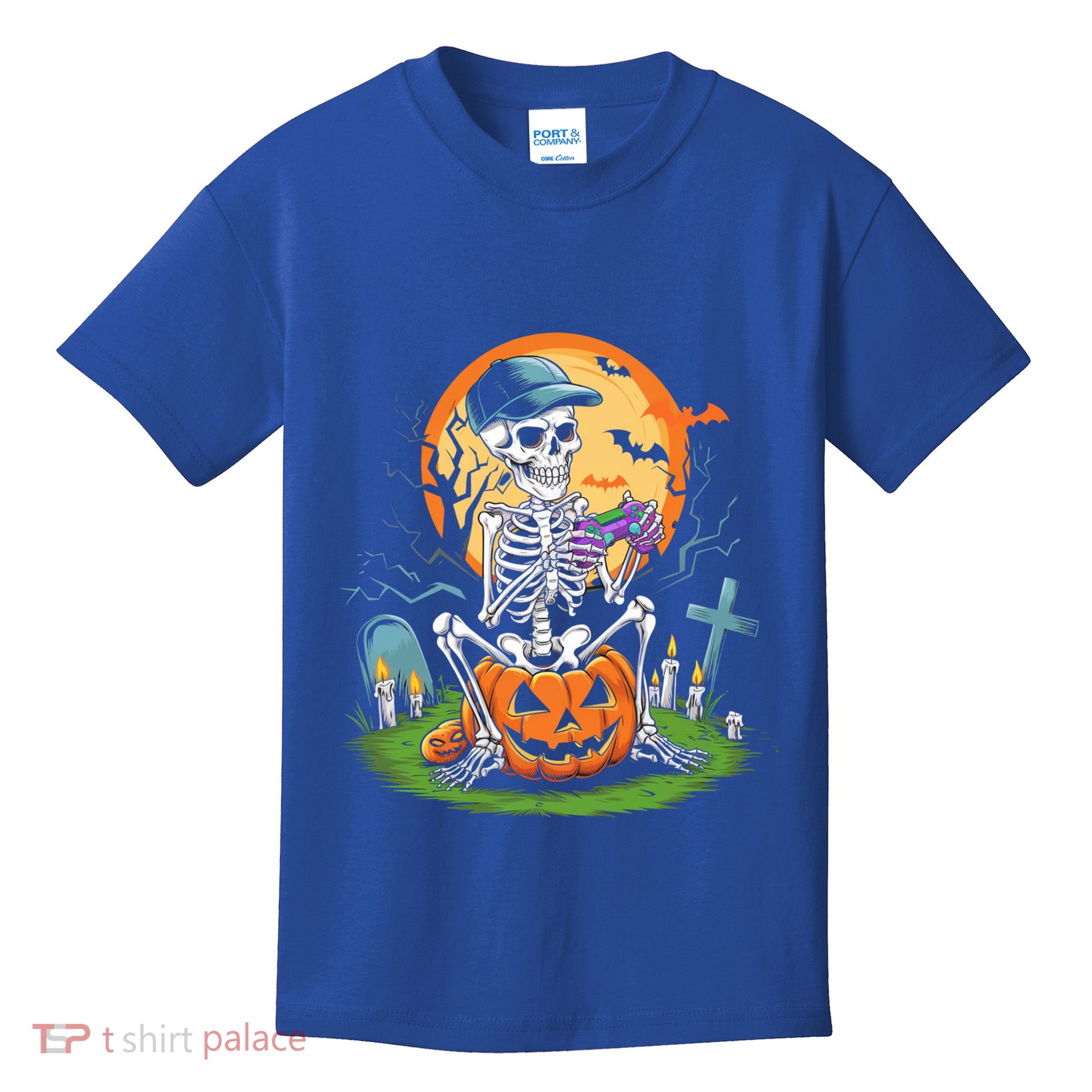 Halloween Skeleton Gamer Video Gaming Gift Kids T-Shirt