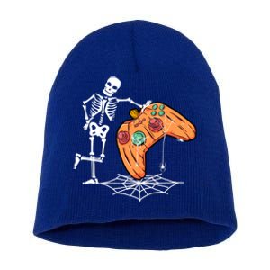 Halloween Skeleton Gamer Video Gaming Controller Pumpkin Gift Short Acrylic Beanie