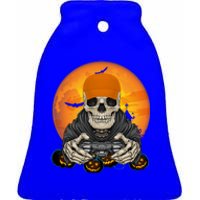 Halloween Skeleton Gamer Video Game Lover Gift Ceramic Bell Ornament