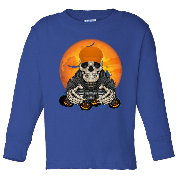 Halloween Skeleton Gamer Video Game Lover Gift Toddler Long Sleeve Shirt