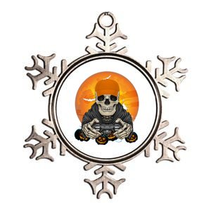 Halloween Skeleton Gamer Video Game Lover Gift Metallic Star Ornament