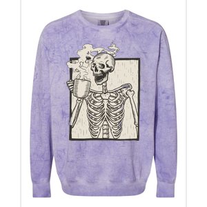 HALLOWEEN SKULL GRAPHIC PRINT FLEECE OVERSIZED Colorblast Crewneck Sweatshirt