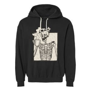 HALLOWEEN SKULL GRAPHIC PRINT FLEECE OVERSIZED Garment-Dyed Fleece Hoodie