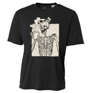 HALLOWEEN SKULL GRAPHIC PRINT FLEECE OVERSIZED Cooling Performance Crew T-Shirt