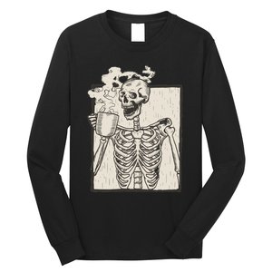 HALLOWEEN SKULL GRAPHIC PRINT FLEECE OVERSIZED Long Sleeve Shirt