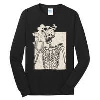 HALLOWEEN SKULL GRAPHIC PRINT FLEECE OVERSIZED Tall Long Sleeve T-Shirt