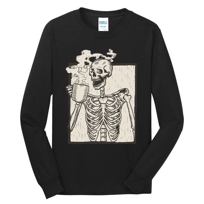 HALLOWEEN SKULL GRAPHIC PRINT FLEECE OVERSIZED Tall Long Sleeve T-Shirt