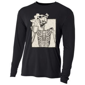 HALLOWEEN SKULL GRAPHIC PRINT FLEECE OVERSIZED Cooling Performance Long Sleeve Crew