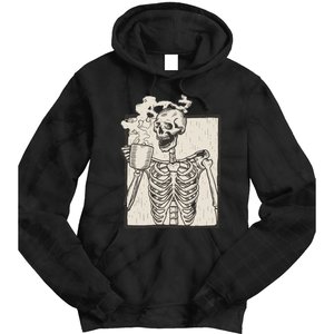 HALLOWEEN SKULL GRAPHIC PRINT FLEECE OVERSIZED Tie Dye Hoodie