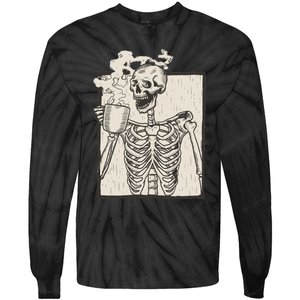 HALLOWEEN SKULL GRAPHIC PRINT FLEECE OVERSIZED Tie-Dye Long Sleeve Shirt