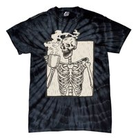 HALLOWEEN SKULL GRAPHIC PRINT FLEECE OVERSIZED Tie-Dye T-Shirt