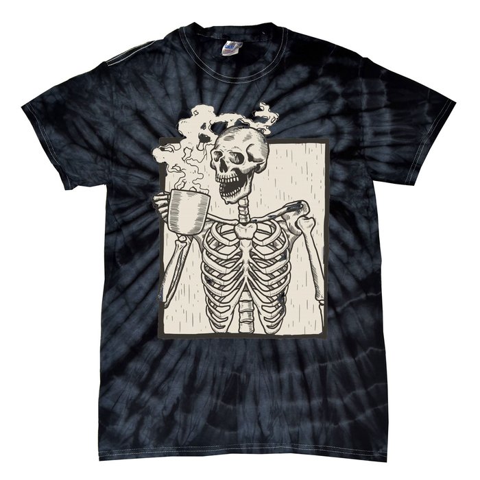 HALLOWEEN SKULL GRAPHIC PRINT FLEECE OVERSIZED Tie-Dye T-Shirt